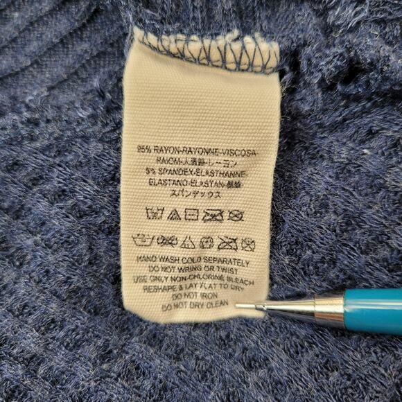 Free People Navy Waffle Thermal Boho Tunic with Fraying size Medium - Picture 15 of 16